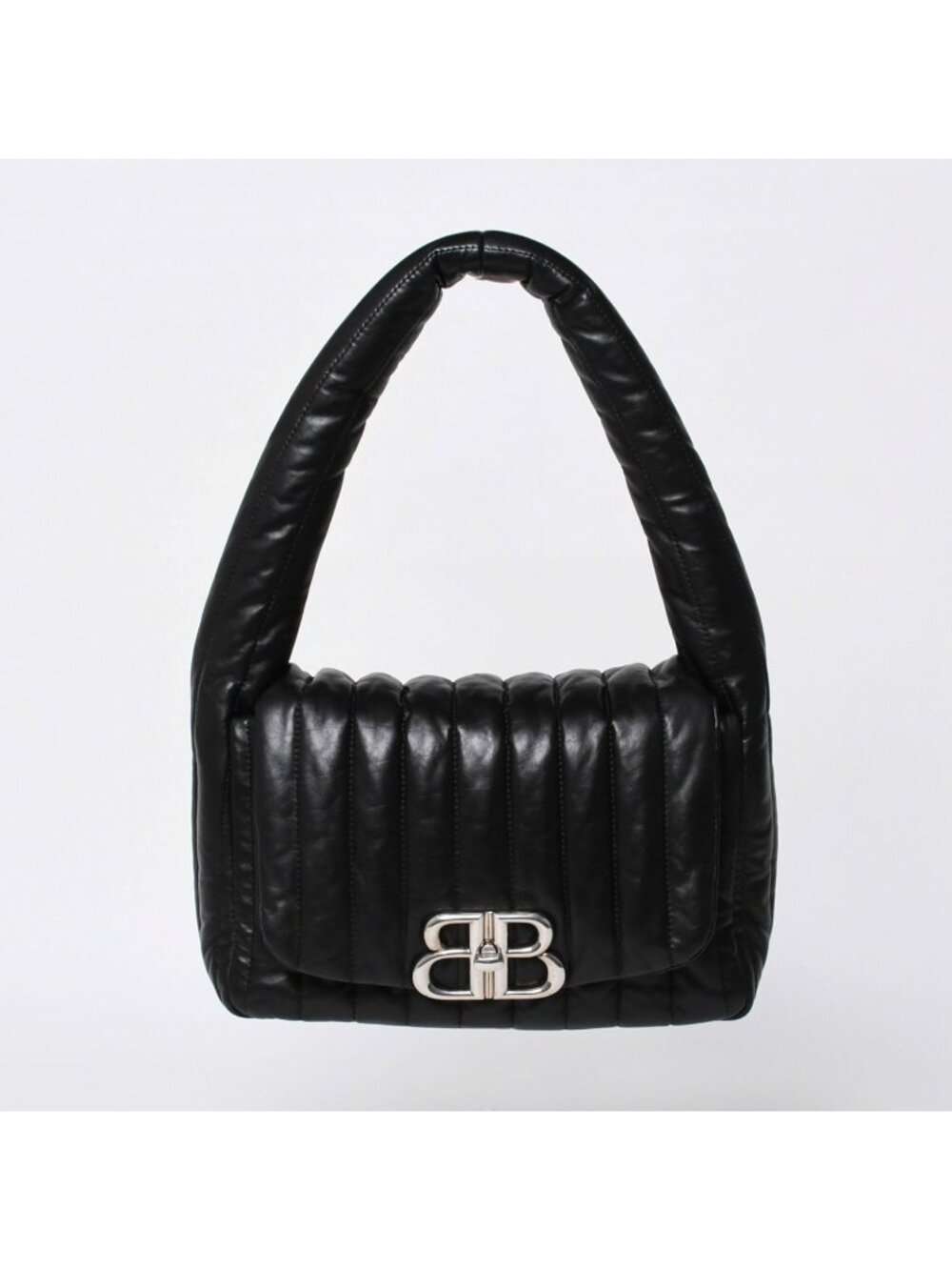 Balenciaga Monaco Shoulder Bag Black Silver Calfskin